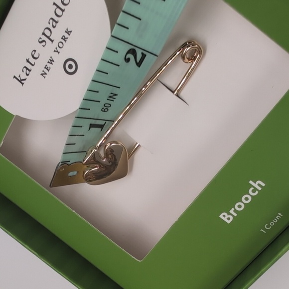Kate Spade Gold Spade Charm Brooch Safety Pin In Box - Picture 3 of 3